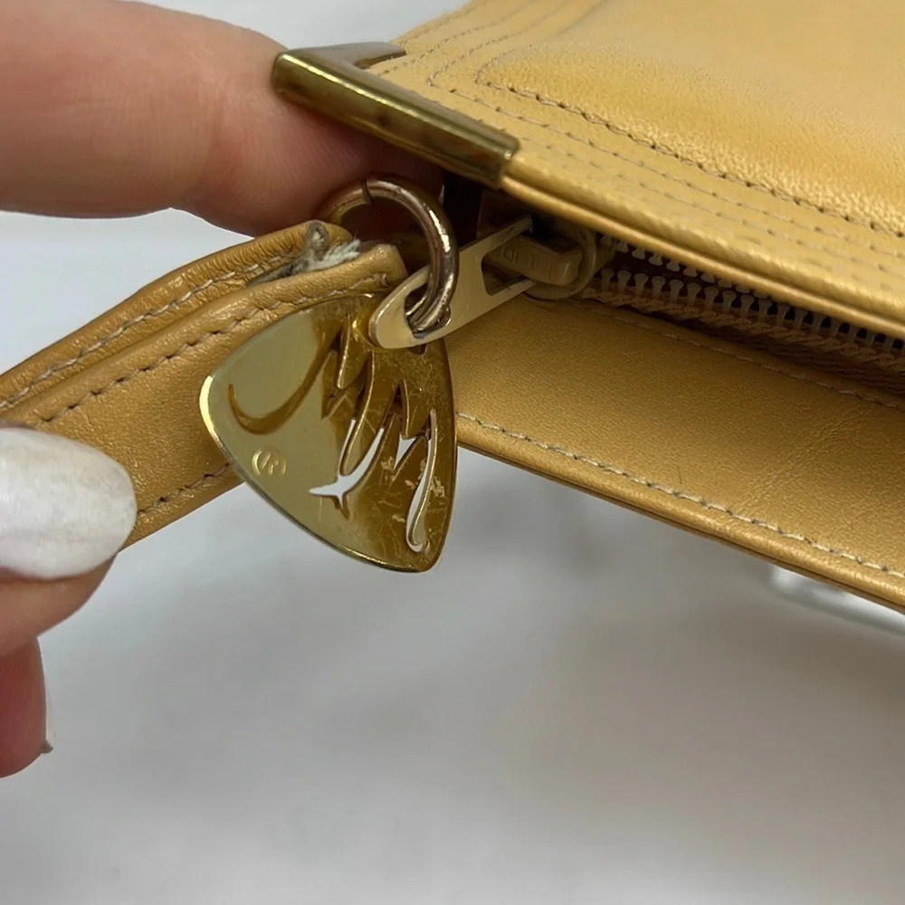 Morris Moskowitz MM Supreme Tan Leather Large Wristlet Zip Clutch Bag
